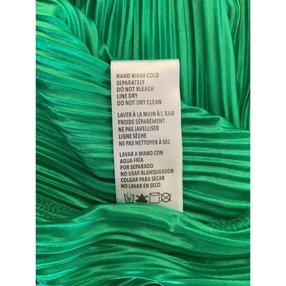 Good American Always Fits Green Plisse Slip Dress size 3-4 Midi pleat MSRP $140 - Picture 11 of 11